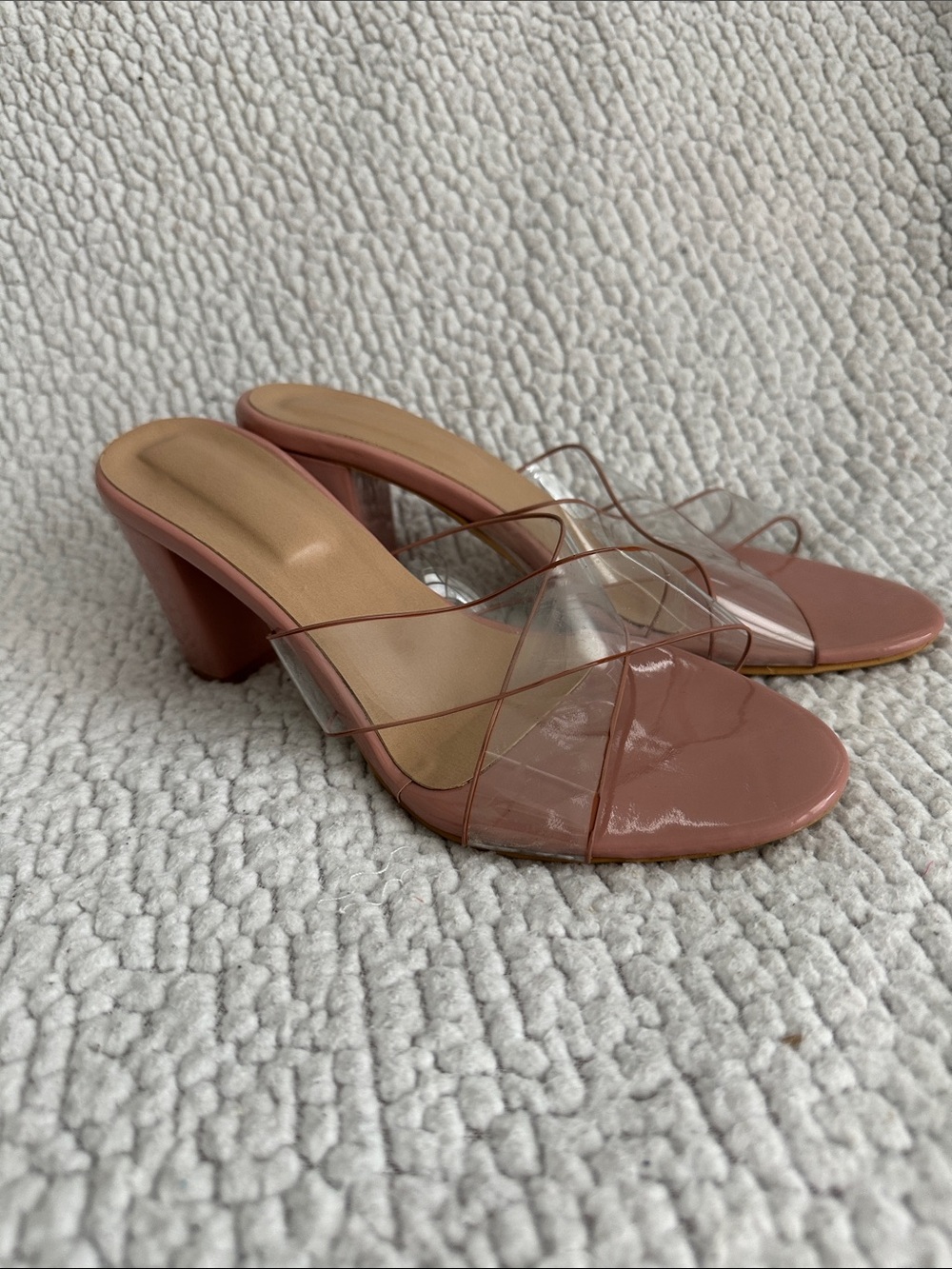 Clear-Strap Slide Sandals